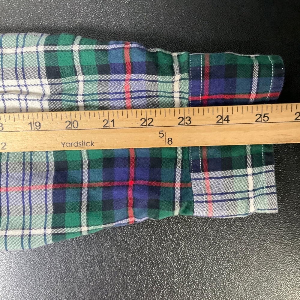 J.Crew Oxford Shirt Mens Sz L Green Cotton Slim Fit Tartan Plaid Button Down - Picture 6 of 8